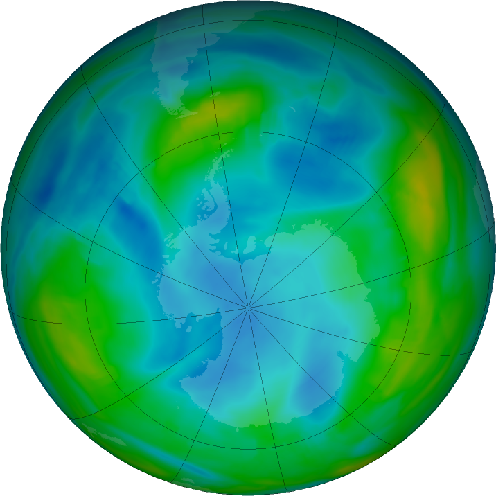 Antarctic ozone map for 11 July 2021